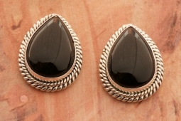 Artie Yellowhorse Genuine Black Onyx Sterling Silver Post Earrings
